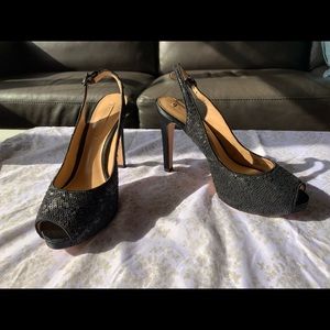 BCBG Black Sequin Heels